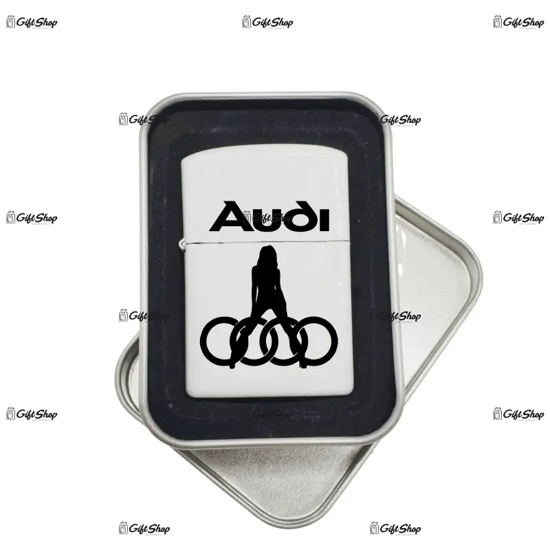 Audi, bricheta metalica gravata laser cu mesaj model 1